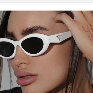Prada Black and White Oval Sunglasses